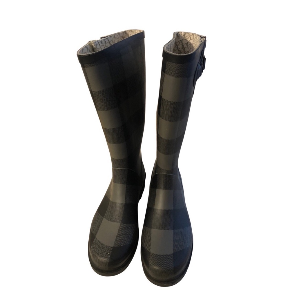 Chooka Women's Rainboot Buffalo Plaid Black/Grey Size 8